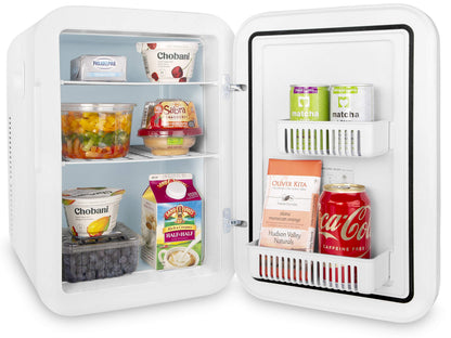 Cooluli 20L Mini Fridge For Bedroom - Car, Office Desk & College Dorm Room Glass Front Digital Temperature Control 12v Small Refrigerator for Food, Drinks, Skin Care, Beauty Breast Milk (Blue)