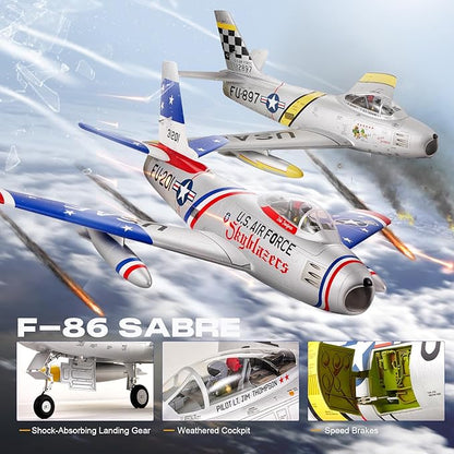 Fms Rc Planes for Adults Remote Control Airplane F-86 The Huff RC Airplane 6CH 80mm Hobby Rc Airplanes PNP (No Radio Battery Charger)