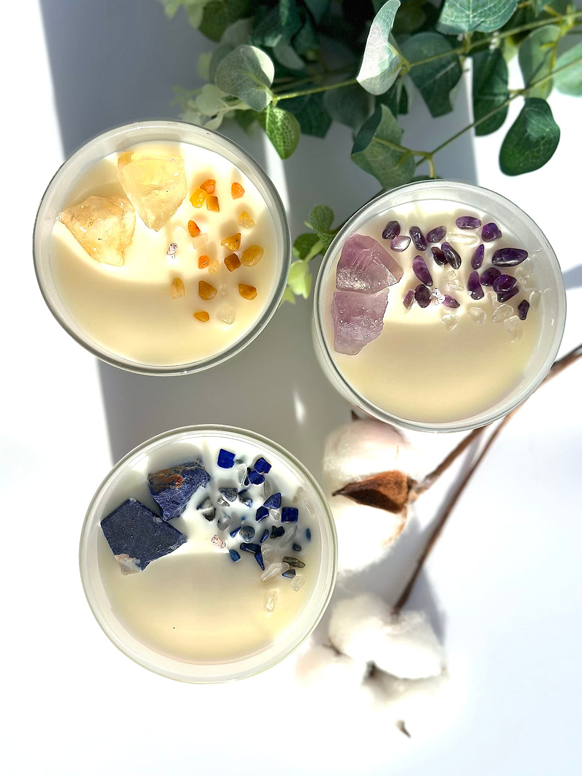 Ava Concept Citrine Crystal Candle – 10oz / 280g | Lemongrass & Litchi Aromatherapy | Hand-Poured Soy Wax | Genuine Citrine Healing Crystals Embedded | Positivity, Success & Energy | Gift Box Included