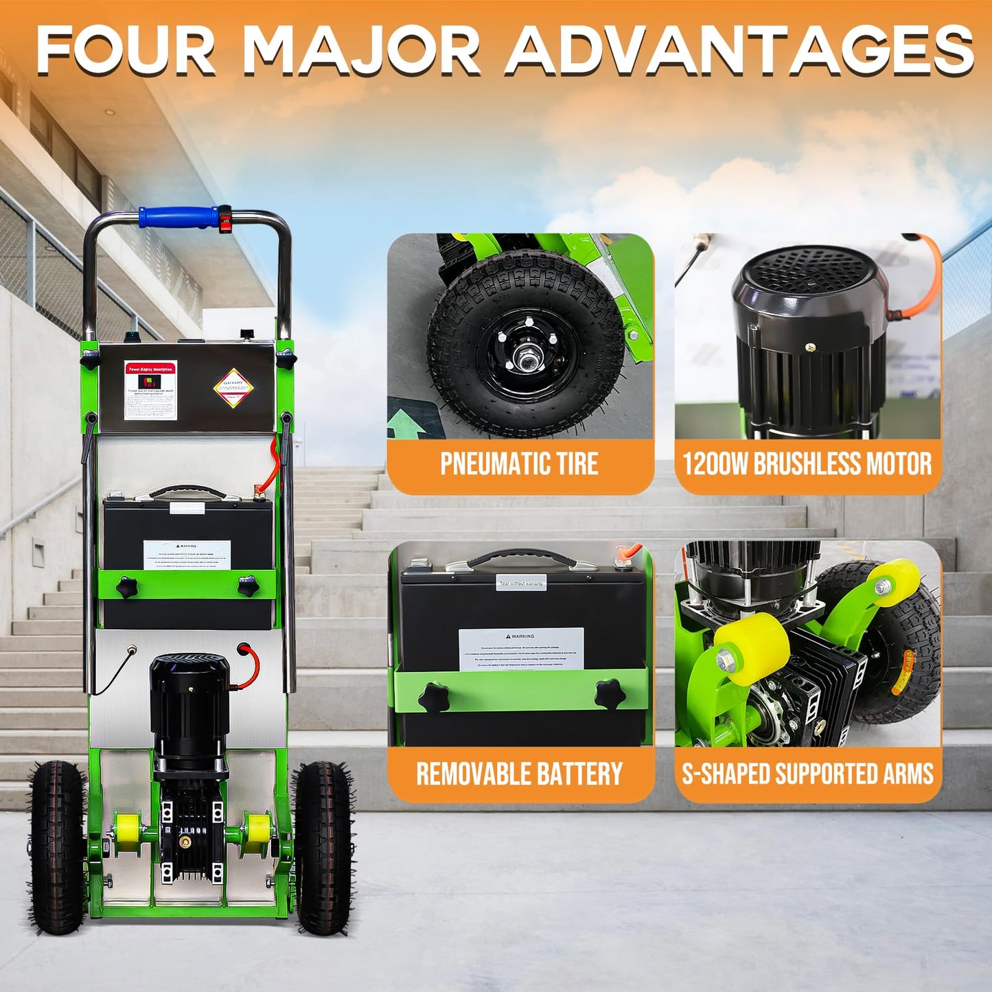 RXFSP 880lb Electric Stair Climbing Hand Trucks Also Suitable for Curved Stairs, Heavy Duty Stair Climbing Dolly Up and Down Stairs Effortless