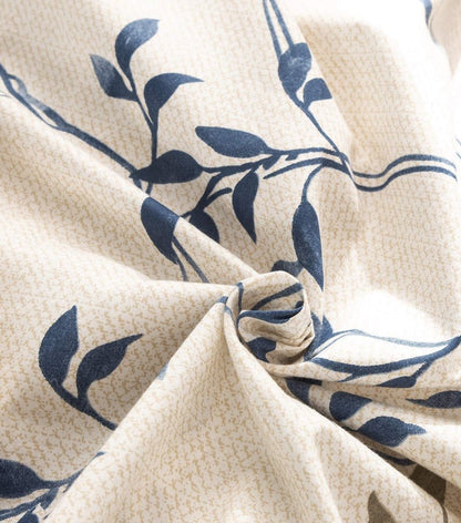 Tache Elegant Leaf Vine Nature Earthy Floral Neutral Cream Beige Tan Blue Breathable Poplin Cotton Zipper Duvet Cover, California King