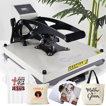 ColorSub Heat Press 15x15 inch Industrial Quality Heat Press Machine with Slide Out Drawer, Heat Press Machine for T Shirts, White