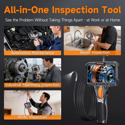 FOXWELL Elite 220° Two-Way Articulating Borescope, 0.24in Ultra-Slim Endoscope Camera with Light, 1920P HD, IP67 Waterproof, 5.3FT Flexible Snake Scope for Automotive Engine Pipe Home Inspection
