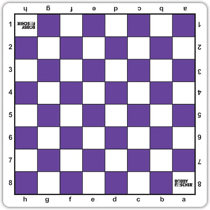 Bobby Fischer Tournament Roll Up Travel Chess Board - 20 inches - Mousepad Style with Purple Squares by WE Games