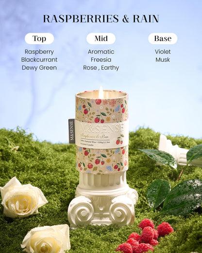 M&SENSE Spring Candle 11.3 oz, Raspberries Rain Scented Candle, Non-Toxin Soy Wax for Home Scented, Floral Candles Gift for Her, Up to 70 Hours Burning Long-Lasting Fragrance