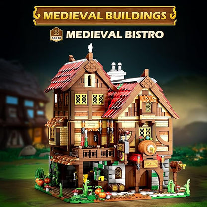 Reobrix Medieval Tavern Building Set European Century Bistro Kit 66018 Collectible Architecture Display with Highly Detailed Wine Cellar &amp Armory Creative Construction Gifts for Adults Teens 1