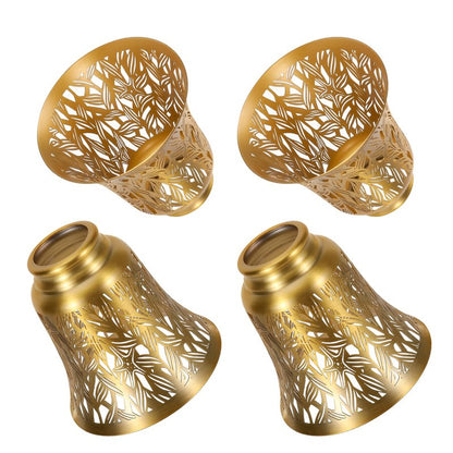 Pendant Light Shades, 4 Pack Ceiling Fan Light Shade Replacements with 1-5/8" Fitter, ALUCSET 4.72" Height 4-3/4" Diameter, Metal Bell Shaped Cover for Chandelier Wall Sconces,Yellow Brass&Gold Plated