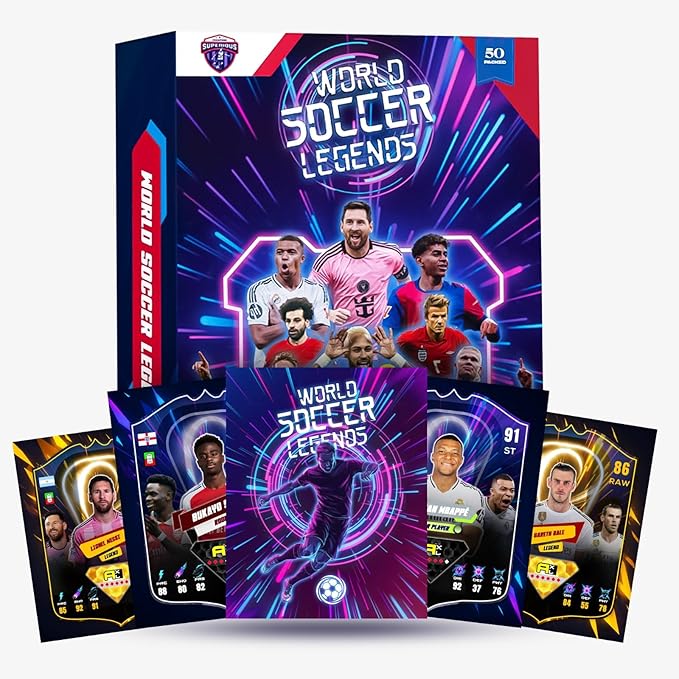 Soccer Trading Cards 2025–2026 | 50 Playing Cards Collection | Look for 10 Ultra Rare &amp 2 Golden Edition Cards | Random Premium Soccer Cards | Value Pack