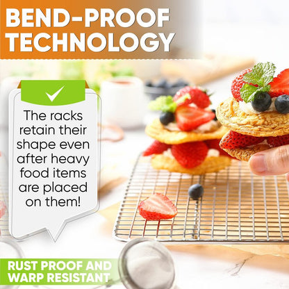 Spring Chef 10 x 15 Inch Stainless Steel Cooling Rack for Cooking & Baking - Heavy Duty Cookie Cooling Rack for Kitchen - Oven Safe - Fits Jelly Roll Pan - Dishwasher Safe