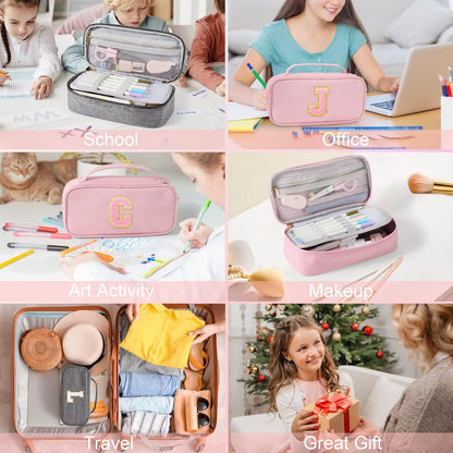 YOOLIFE Pencil Case for Girls Kids, Pink Pencil Pouch Box Cute Pen Case Bag, Birthday Gifts for 3 4 5 6 7 8 9 10 11 12 13 Year Old Girl Kid Personalized Gift for Daughter Sister, A (Pink)