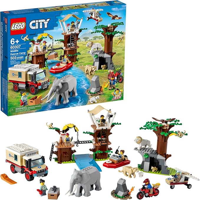 LEGO City Wildlife Rescue Camp 60307 Building Kit Animal Playset Top Toy for Kids Aged 6 and Up New 2021 (503 Pieces)