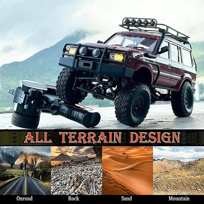 RC Crawler WPL C54-1 RC Truck 1/16 RC Rock Crawler 4x4 Remote Control Truck Off Road All Terrain RTR Proportional 260 Motor Upgraded Chassis and Gearbox Hobby RC Gift for Adults 2 Batteries