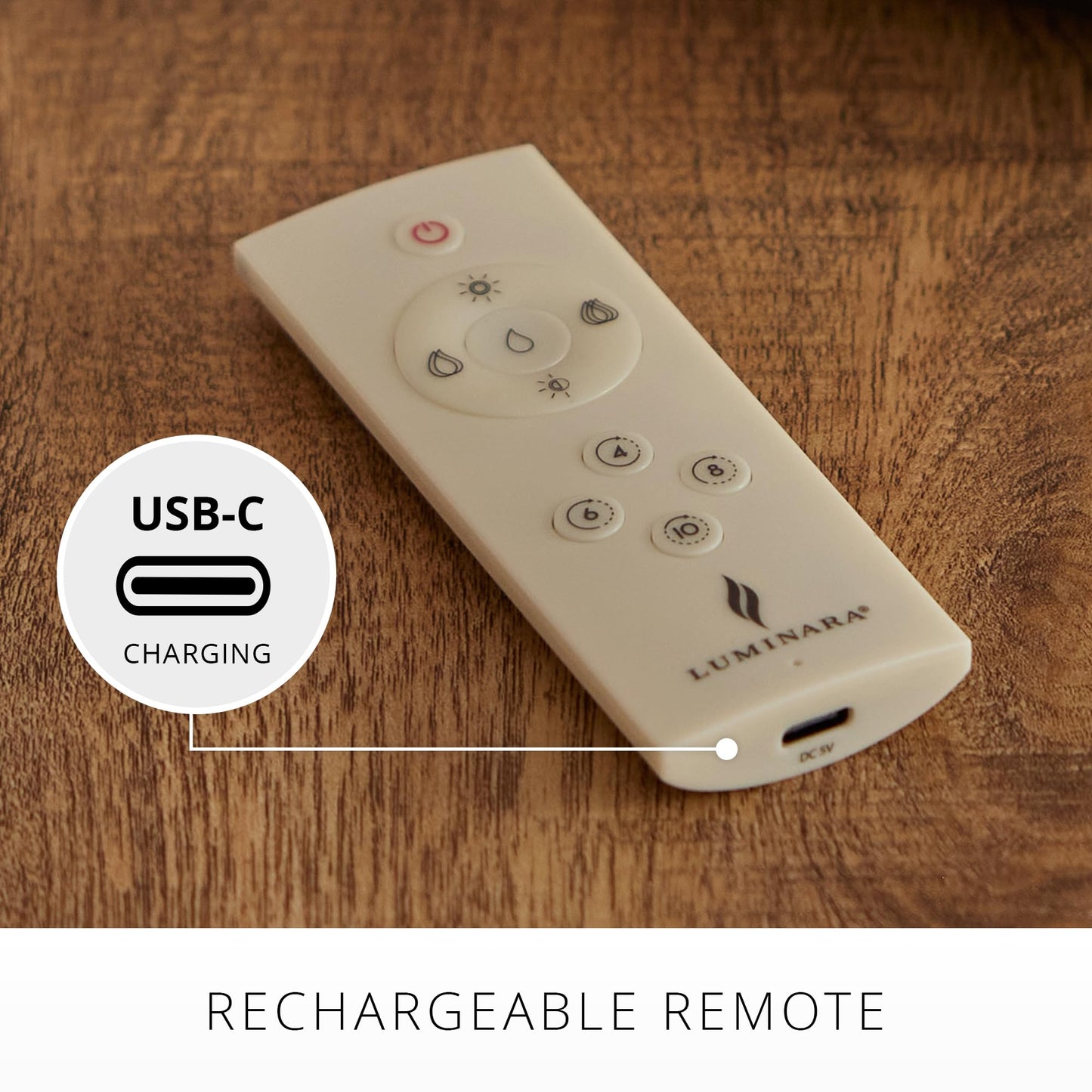 Luminara 10 Features Rechargeable Remote Control On/Off, Timer, Dimmer, Flicker Speed Flameless Candle (USB Type-C Cable Included)