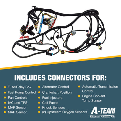 A-Team Performance - Standalone Wiring Harness W/4L60E Drive by Cable - Compatible with 4.8 5.3 6.0 GM LS LS1 LS6 LS Truck Swap Vortec 1999-2003 - Easy to Use Wiring Harness - Includes Connectors