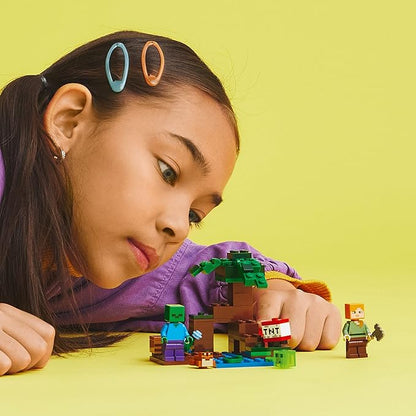 LEGO Minecraft The Swamp Adventure 21240 Building Game Construction Toy with Alex and Zombie Figures in Biome Birthday Gift Idea for Kids Ages 8+