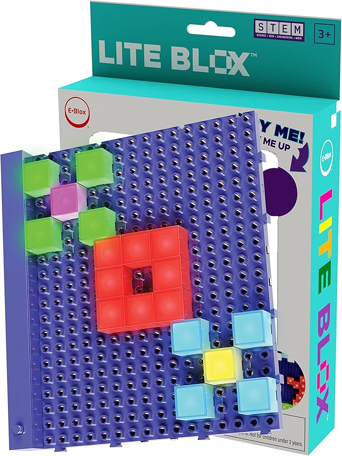 E-Blox Lite Blox STEM Builder Kit (30 Pieces) Colorful LED Lights Building Blocks Toy Set Great Science Project for Kids Birthday Gift Boys Girls 3+