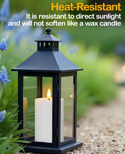 Gmnee 3"x4" Outdoor Waterproof Flameless Candles with Remote and Timers, LED Candles, Battery Operated Candles, Electric Fake Pillar Candles for Patio, Porch, and Lanterns Decor (White, Plastic)