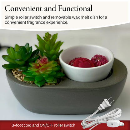 Candle Warmers Etc. Fragrance Warmer (Succulent) Warm Scented Wax Melts, Cubes and Tarts