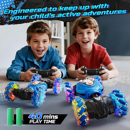 Holyton Gesture &amp Remote Control RC Stunt Car with Magic Color-Changing Body Cool Lights &amp Music 4WD All-Terrain Vehicle Photochromic Coating Gift for Boys Girls Age 6-7-8-9-10-11-12