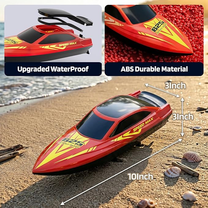 Remote Control Boat for Kids RC Boat for Pool Lake River and Pond with LED Lights Self-Righting Waterproof Fast Speed Racing Electric Boats 2 Speed Modes 60mins Rechargeable Batteries