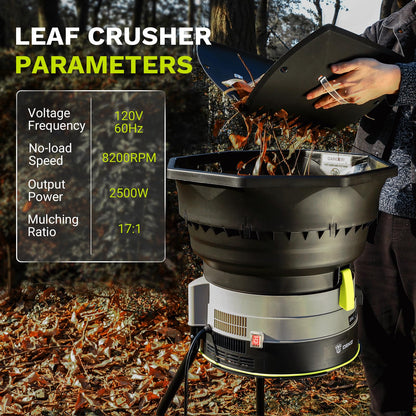 Electric Leaf Mulcher/Shredder: DEKOPRO 15-Amp 8200RPM Motor for 17:1 Reduction Ratio, Adjustable Control Dia with Leaf Scoops Spade, Collection Bag & 20 Cutting Lines