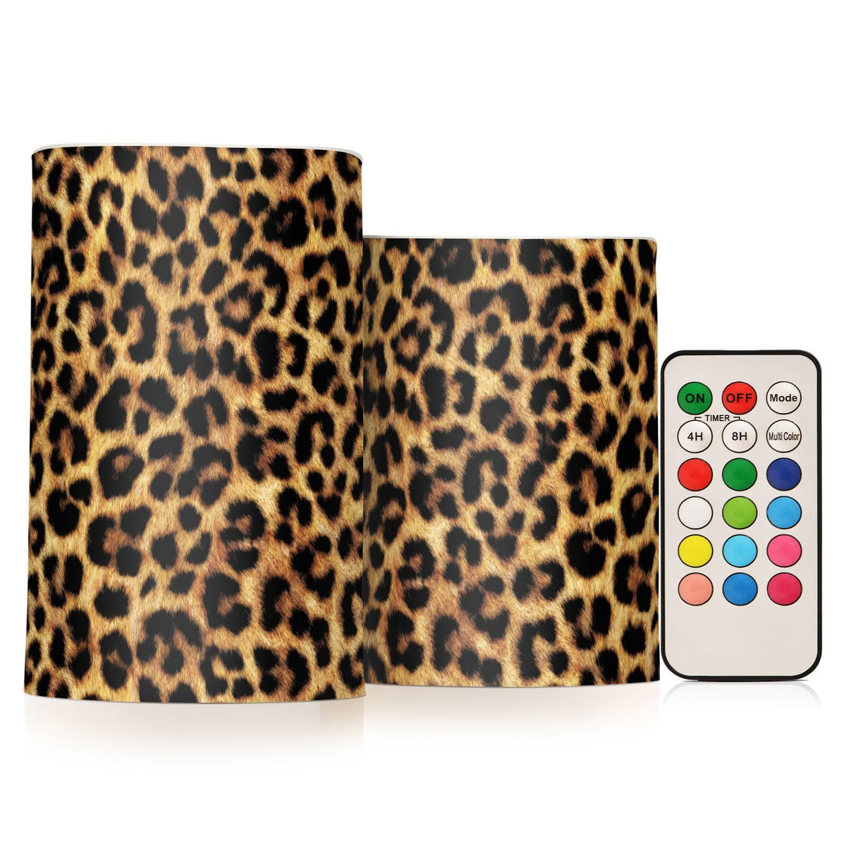 BOENLE Flickering Flameless Candles, Leopard Texture LED Candles with Remote Timer, Set of 2 Battery Operated Candle for Valentine Wedding Birthday