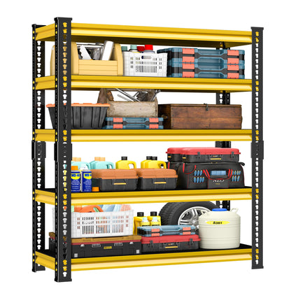 SDXYSTCE Garage Shelving Heavy Duty, 2200 Lbs Loads Garage Storage Shelves Heavy Duty, 5-Tier Metal Shelving Units and Storage for Basement, Retiple Tanks,40''Wx18 Dx72 H,Yellow