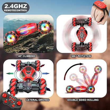 Gesture RC Car1:18 4WD Transform Off-Road Stunt Car with Gesture &amp Remote Control 360° Flips Drift Vehicle with LED Lights Music All Terrain Toy Cars Gifts for Boys Girls Age 6-12