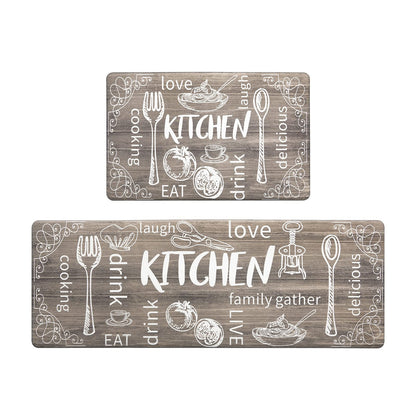 HEBE Kitchen Rugs Set of 2, Cushioned Anti Fatigue Kitchen Mats for Floor, Non Slip Waterproof Comfort Standing Desk Mat Carpet for Sink, Stove, Laundry Room, Brown