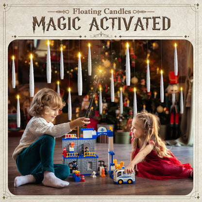 JOIONE Floating Candles with Wand, 20 Pack Hanging Candles with Magic Wand Remote, Battery Powered Floating Candles with 2 Wand, Flameless Magic Hanging Taper Candles for Xmas Halloween Decor, White