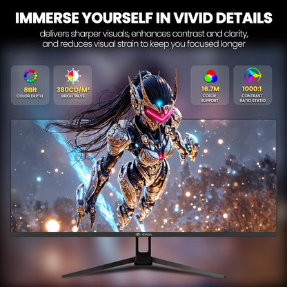 CRUA 34'' Gaming Monitor 165Hz/144Hz, UWQHD 3440x1440P IPS Ultrawide Screen Computer Monitors with Built-in Speakers, Supports FreeSync, 120% sRGB, PIP/PBP, HDMI2.0 & DP1.4, Wall Mount&Tilt Adjustable