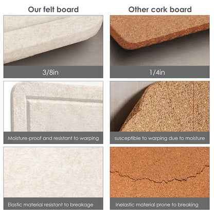 Lightomorrow Bulletin Board, 36 x 24 inches Felt Board - Decorative Pin Board, Cork Board Alternative for Wall, 3' x 2' Foldable Self-Adhesive Vision Board Prayer Board with 20 Pushpins - Oatmeal