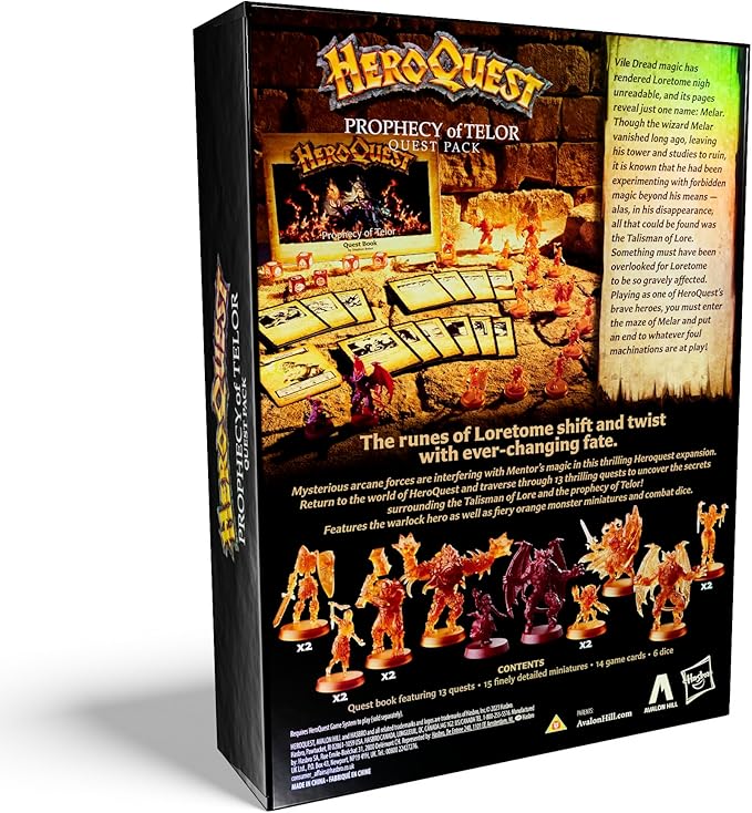 Avalon Hill HeroQuest Prophecy of Telor Quest Pack Requires HeroQuest Game System to Play Dungeon Crawler Games Ages 14+ 2-5 Players Strategy Games