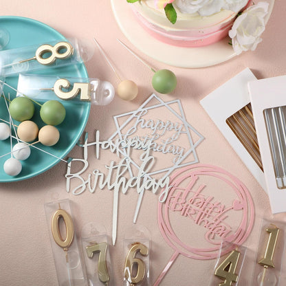 Yerliker 34 Pcs Happy Birthday Cake Toppers Decorations Birthday Candles DIY Cake Decor for Men Women Wedding Anniversary(Sage Green)