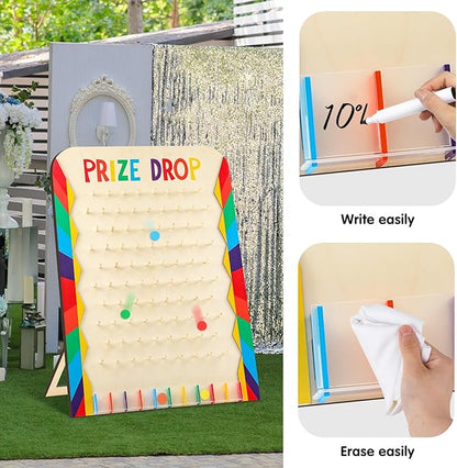 Blosssound 41.3 x 29.5 Extra Large Prize Drop Board Game Family Foldable Wood Disk Drop Game with 24 Colored Wooden Discs for Party Show Carnival Activity (Classic Style)