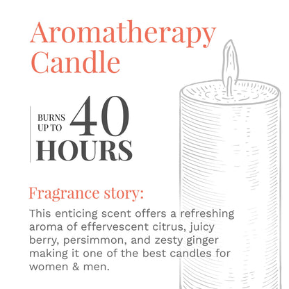 CANDLE-LITE Scented Sunlit Mandarin Berry Fragrance, One 10oz. 3-Wick Aromatherapy Candle with 20-40 Hours of Burn Time, Orange Color, 10 oz. Jar