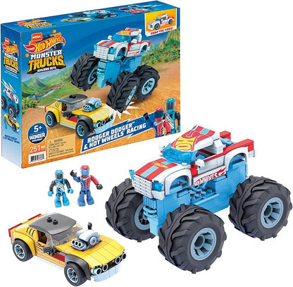 MEGA Hot Wheels Collectible Vehicle Building Toy Car Rodger Dodger 2 Micro Action Figure Drivers and Deluxe Features for Fans and Collectors