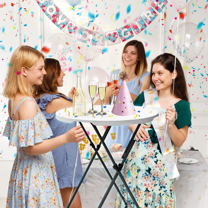 THESEATOP 2Sets 32in Hightop Folding Cocktail Tables+Covers-Spandex Stretch Folding Tall Bar Table Covers, Detachable Legs Bar Height Folding Table Outdoor Indoor Use (Black/2 Tables+2 Covers)