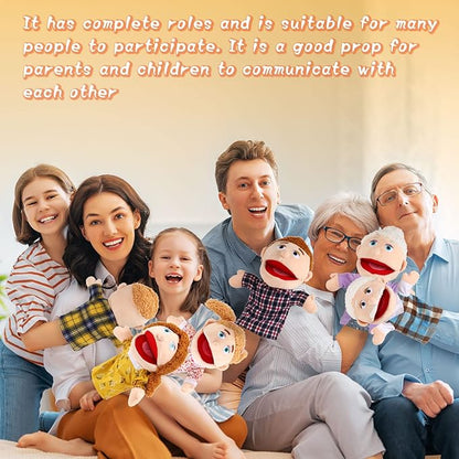 6 Pcs Family Hand Puppets 12 Inch Grandparents Mom &amp Dad Brother &amp Sister Plush Hand Puppet Toys Role-Play Toy Puppets for Kids Storytelling Imaginative Pretend Play Teaching Preschool(6 Fam