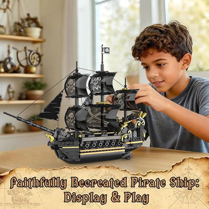 Pirate Ship Building Set for Boys &amp Adults Black Pearl Ship Toys Building Kit Collectible Pirate Boat Valentine Day Birthday Gift for Teens Kids Age 8 12 14+