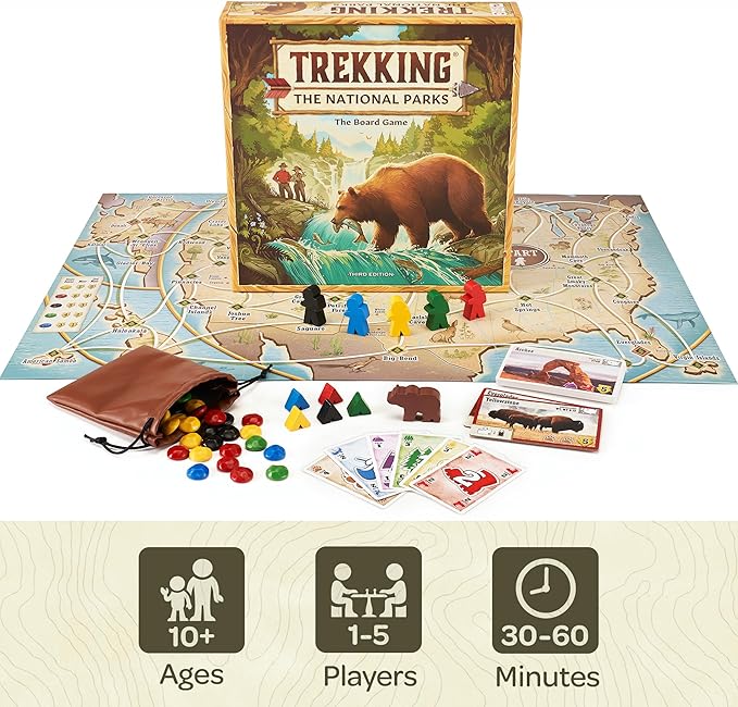 Underdog Games Trekking The National Parks - Award-Winning Family Board Game for Kids Ages 10+ - Easy to Learn Fun Activities for 1-5 Players Great for Family Bonding &amp for National Parks Lovers