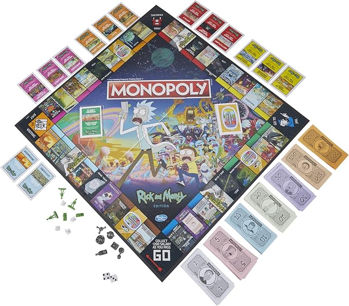 Hasbro Gaming Monopoly: Rick and Morty Edition Board Game Cartoon Network Game for Families and Teens 17+ Includes Collectible Monopoly Tokens (Amazon Exclusive)