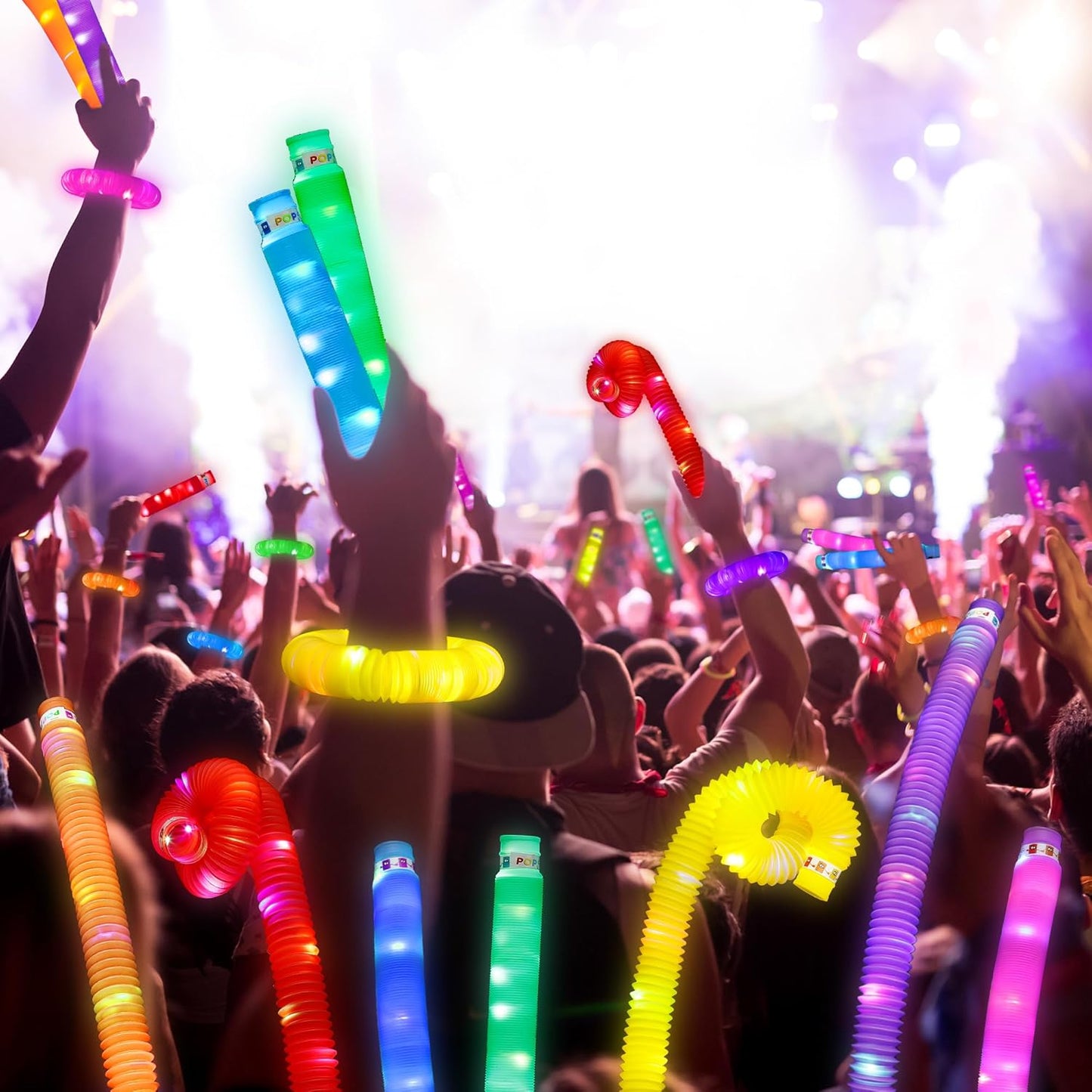 UrChoice Glow Sticks - 8PCS LED Pop Tubes for Parties | Glow Necklaces & Bracelets for Camping Fun