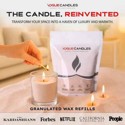 Vogue Candles Nude Pearled Candle Sand Wax (1 LB) – Sand Candle Kit with 15 Cotton Wicks for DIY Home Lighting – Plant-Based & Reusable Wax Granules Refill for Custom Vessels, Décor and Dad Gifts
