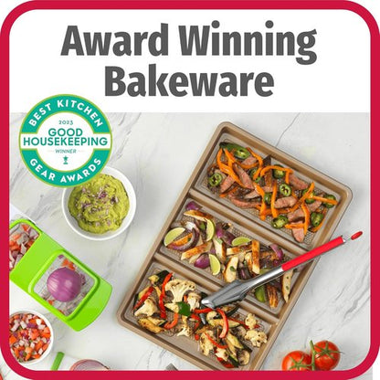 GoodCook Non-Stick Divided Sheet Pan - 3-in-1 Textured Baking Dish | 11 x 17-Inch Scratch-Resistant Carbon Steel