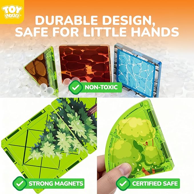 TOY Life 79PCS Magnetic Tiles Dinosaur Toys Set Magnet Building Blocks Lava Dino World for Kids Ages 3-5 Jungle Animals Construction Toys for Toddlers 4-8 STEM Educational Gift for Boys &amp Girls