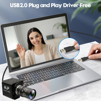 IFWATER USB Camera 16 Megapixes High Resolution 5K USB Webcam with CS Mount 5-50mm Manual Varifocus Lens Close UP OpenCV Camera Free Driver Plug and Play for Windows Linux Laptop Jetson Nano