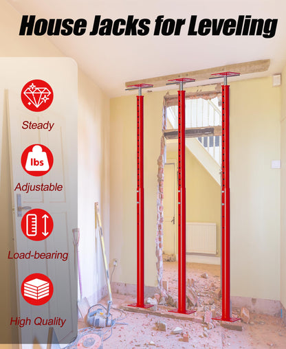 2 Pack House Floor Jacks Post Pole for Leveling, 48"- 93" Height Range Lifting Shore House Jack Post, Adjustable Support Beam Basement House Jacks for Temporary Support, 18000 lbs Max Load Capacity