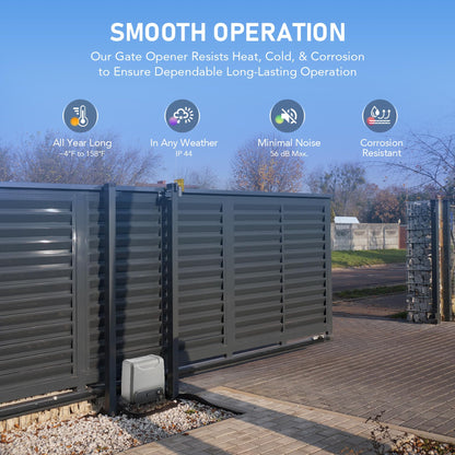 CO-Z 3300lb Rack Driven Sliding Gate Opener with Alarm System, 550W Automatic Gate Opener with Remote Controls, Electric Gate Motor for Gates up to 40ft, Complete Rack Gate Operator Kit for Driveways