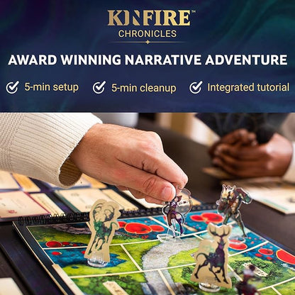 Kinfire Chronicles: Upgrade Kit Deluxe Accessory Pack with Metal Tokens Acrylic Standees Neoprene Mats Custom Sleeves Alternate Seeker Skins &amp DIY Quest Ages 14+(Not Standalone Needs Base G
